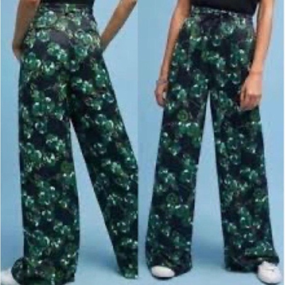 ELEVENSES Sz 8 by Anthropologie Palazzo Wide Leg Cuffed Hem Trouser Pants - Picture 2 of 14